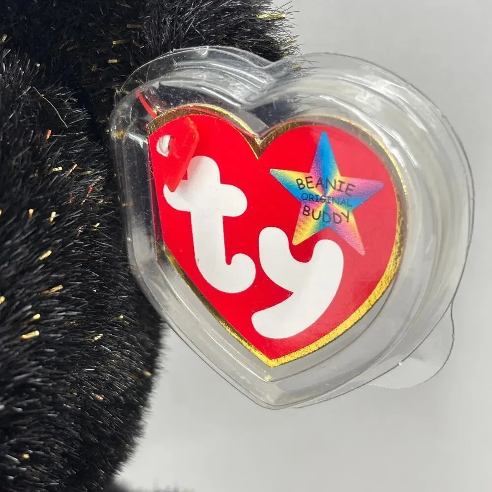 Ty Beanie Buddies Haunt Bear Black‎ Sparkle Pumpkin 2002 Vintage 13 Inch Beans